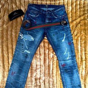 Mens PRPS Jeans w/Red & Black Splatter Accents Sz 32 NWOT